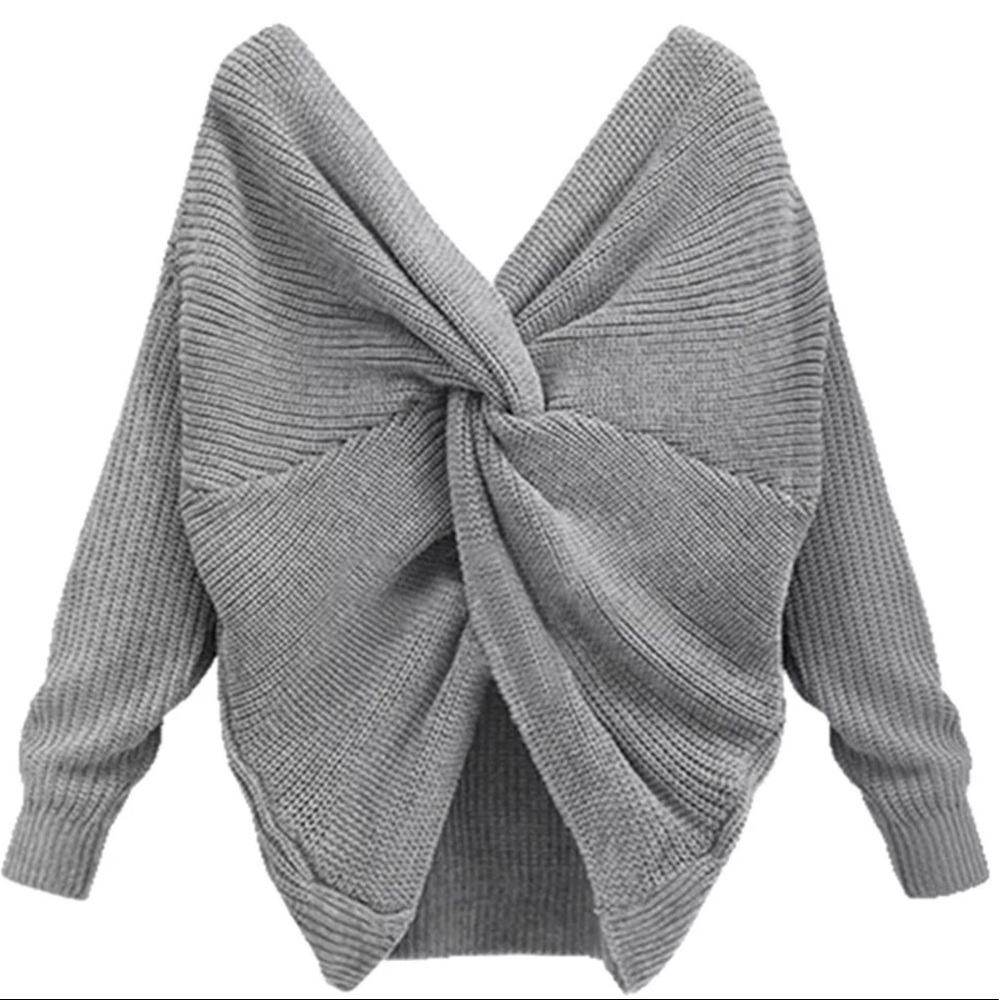 Last One Twist Open BackFront Twist Knot Sweater - Picture 2 of 4